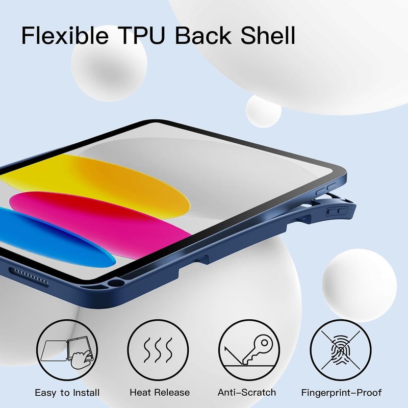 Jetech Case For Ipad A16 11Th/10Th Generation 2025/2022 With Pencil Holder, Slim Tablet Cover With Soft Tpu Back, Auto Wake/Sleep Navy - Image 3