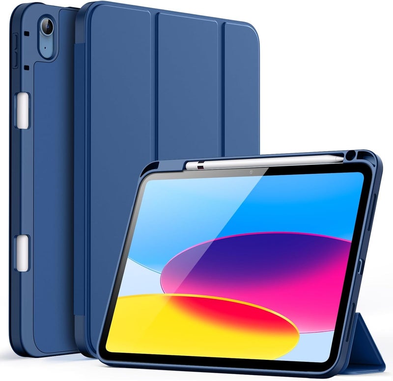 Jetech Case For Ipad A16 11Th/10Th Generation 2025/2022 With Pencil Holder, Slim Tablet Cover With Soft Tpu Back, Auto Wake/Sleep Navy - Image 1