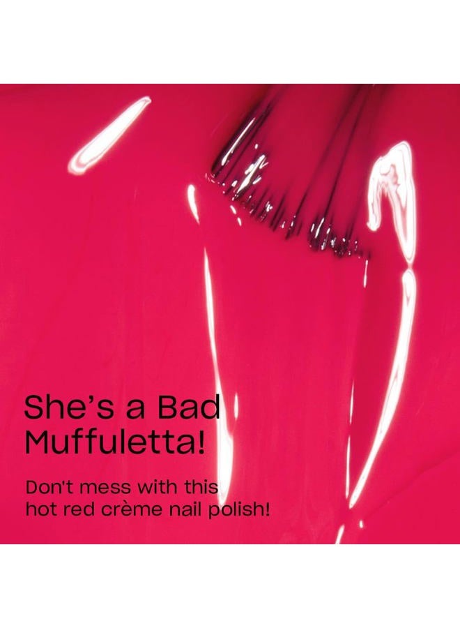 OPI Nail Lacquer She's a Bad Muffuletta! | Opaque Bright Red Crème Chip Resistant Nail Polish | Vegan, Fast Drying, Streak Free - Image 3