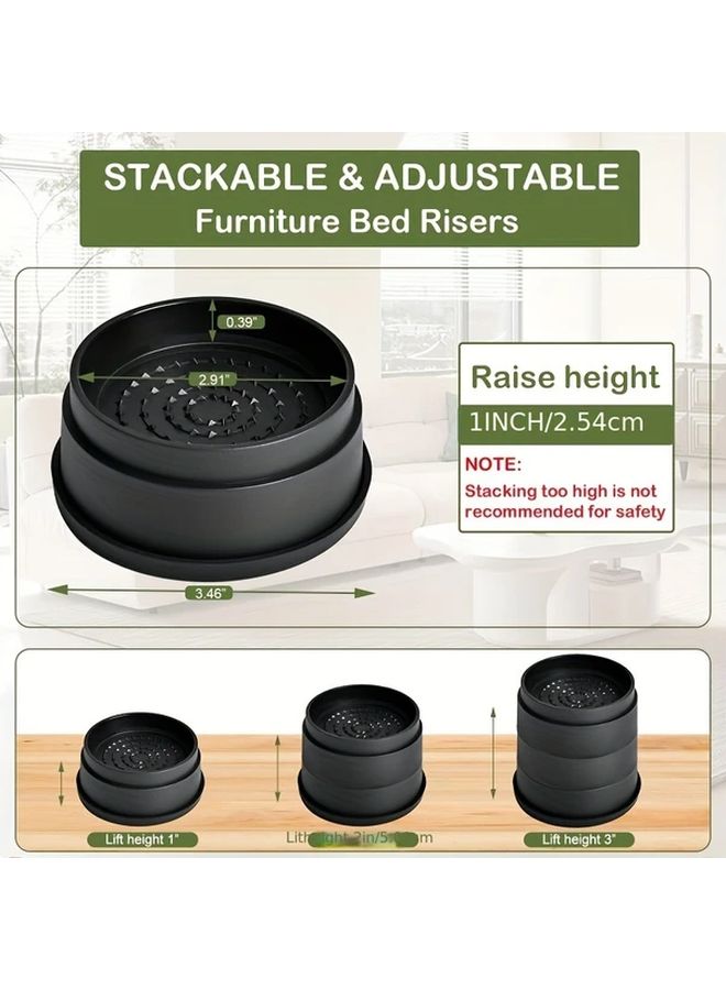 6 Pcs 2 Inch Heavy Duty Furniture Risers Stackable Bed Risers for Table Couch Chair Black - Image 3