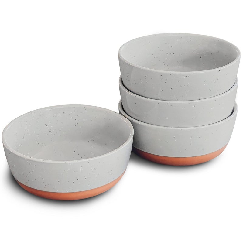 Mora Ceramic Flat Bowls Set of 425 oz For Soup Salad Rice Cereal Breakfast Dinner Serving Oatmeal etc  Microwave Dishwasher and Oven Safe Porcelain Bowl for Eating and Kitchen Earl Grey