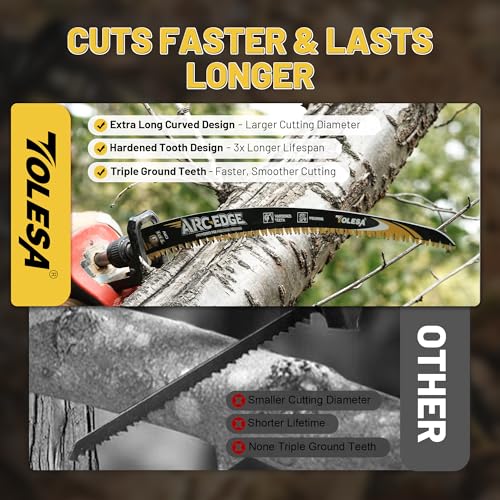 TOLESA 15in. Japanese Teeth Reciprocating Saw Blade, Arc Edge Wood Pruning Saw Blades 6TPI for Tree Trimming, Wood Cutting, Durable & Sharp, 3 Pieces - Image 4
