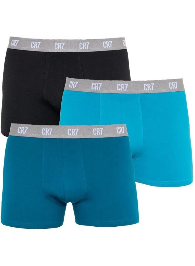CR7 Men’s 3‑Pack Trunk Underwear – Stylish Black, Teal & Blue Cotton Stretch Trunks Comfortable Daily Support - Image 3