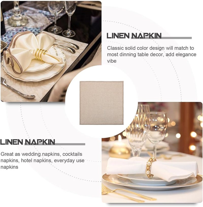 Natural Linen Napkins 40X40Cm Khaki Heat Resistant Fabric Dinner Cloth For Restaurant Home Dining - Image 5