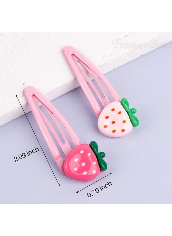 Framendino Framendino, 20 Pack Cute Strawberry Pink Y2K Hair Clips Fruit Clip Accessories Hairclips for Women Girls  - Image 2