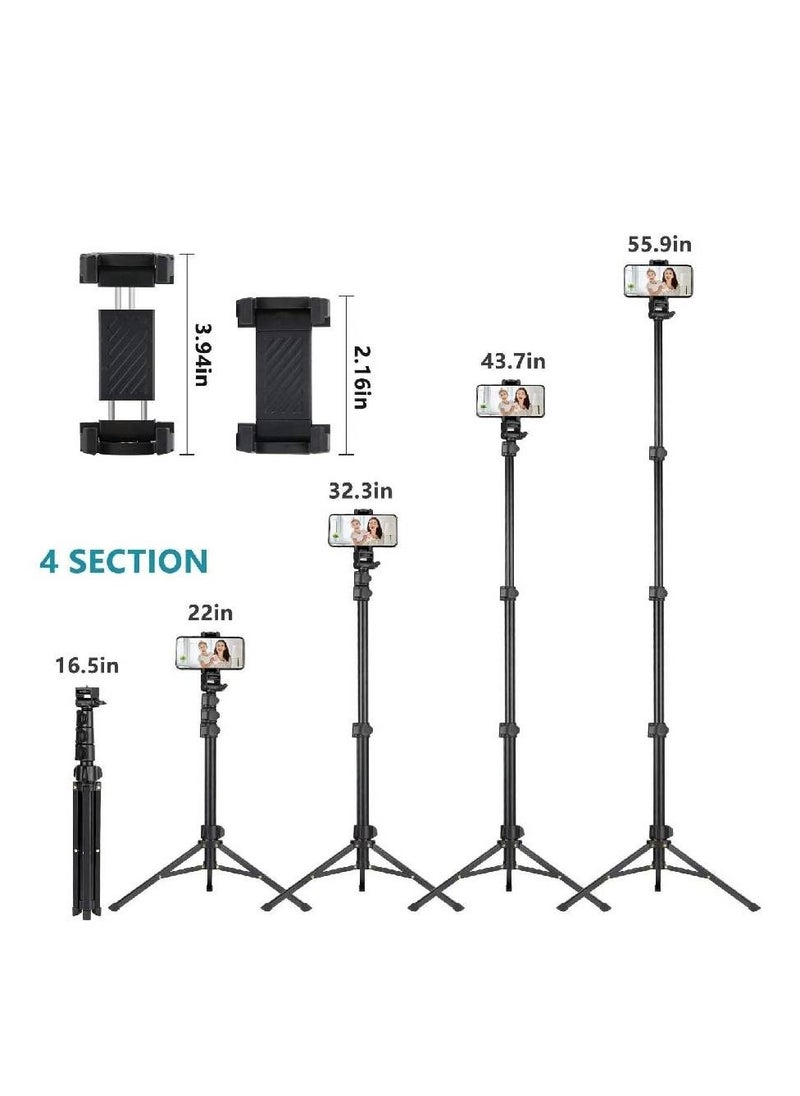 Generic - Selfie Stick Tripod with Bluetooth Remote Universal Phone Clip Heavy Duty Aluminum Alloy Extendable For iPhone Android Phone Small Camera Black - Image 1