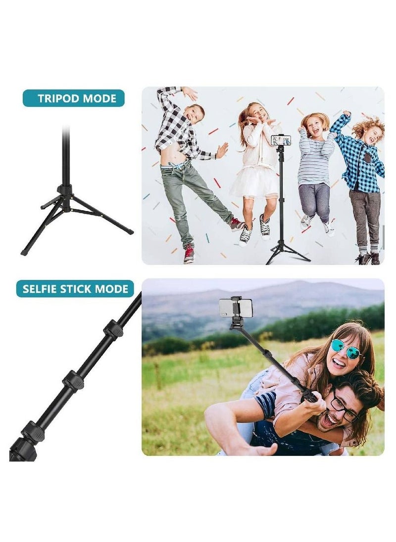 Generic - Selfie Stick Tripod with Bluetooth Remote Universal Phone Clip Heavy Duty Aluminum Alloy Extendable For iPhone Android Phone Small Camera Black - Image 1