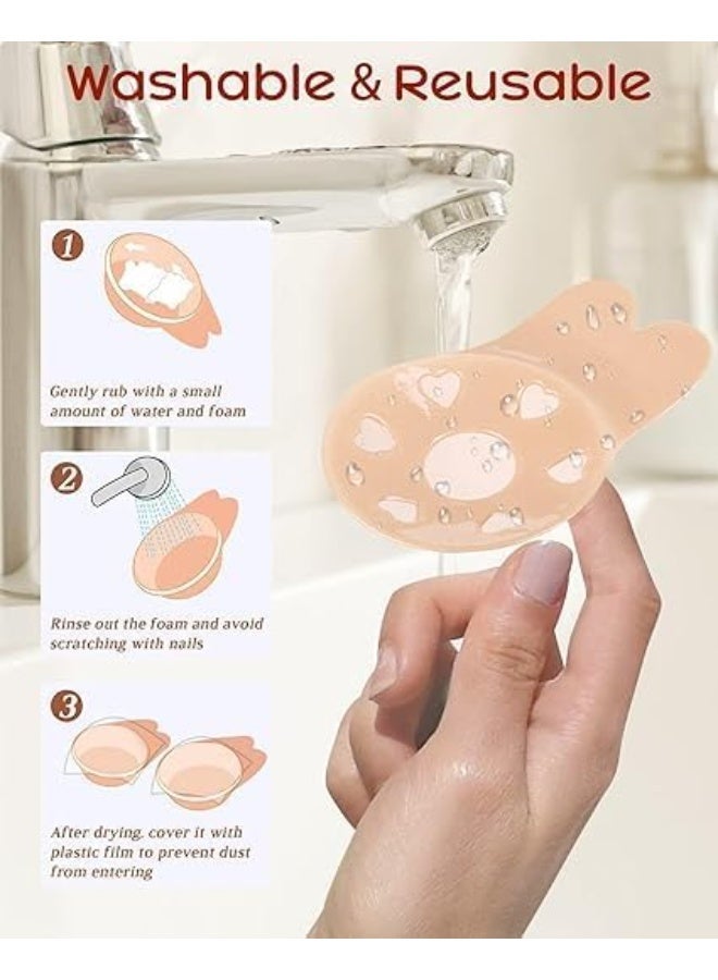 2 Pieces Breast Lift Up Pads for Women – Reusable Invisible Adhesive Silicone Bra – Strapless Strong Hold Breast Lift Tape – Natural Fit for Open Dresses & Backless Outfits - Image 5