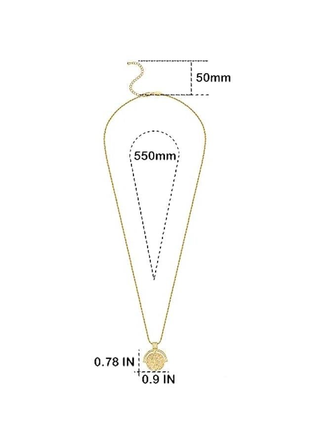 Arabest Dainty Layered Choker Necklace 18k gold Plated Y Pendant Commemorative coin Necklace Multilayer Bar Disc Necklace Adjustable Layering Choker Necklaces fashion jewelry for Women Girls - Image 2