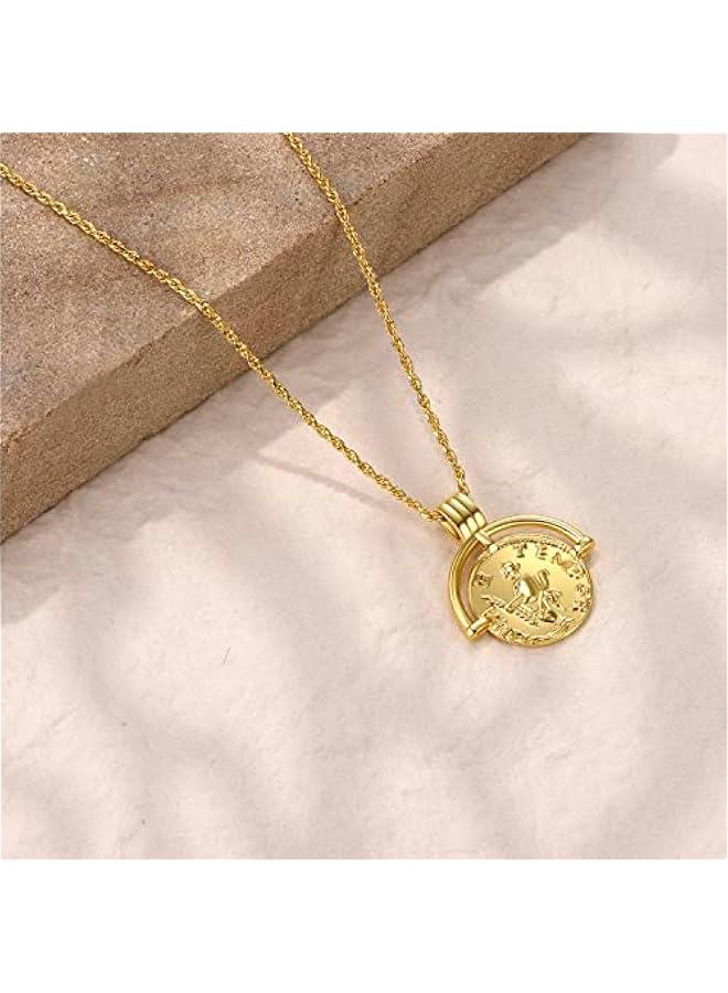 Arabest Dainty Layered Choker Necklace 18k gold Plated Y Pendant Commemorative coin Necklace Multilayer Bar Disc Necklace Adjustable Layering Choker Necklaces fashion jewelry for Women Girls - Image 3
