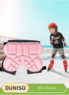 DUNISO Hip protection pad, EVA ice skating pad, anti fall and anti slip, with elastic straps and Velcro design, suitable for ice skating，skiing and balance bikes, pink  - Image 1