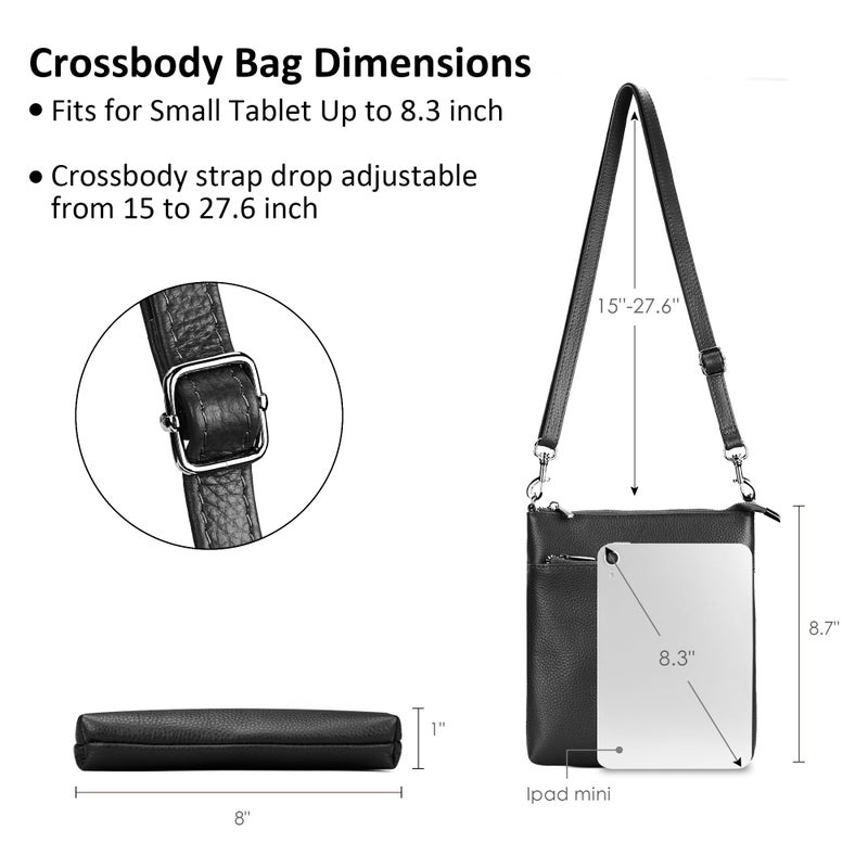 befen Small Black Genuine Leather Crossbody Purses for Women Travel Cross Body Bags with Adjustable Shoulder Strap - Image 4