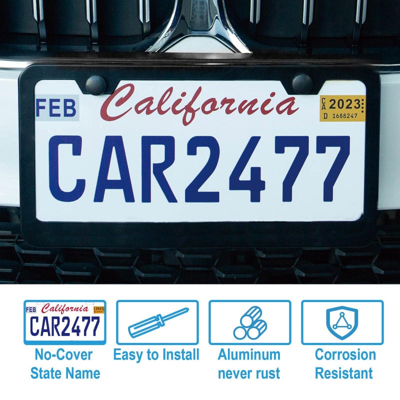 lengnoyp 2PCS Matte Black License Plate Frames, 2 Holes Solid Rust-Proof Stainless Steel License Plate Holder, Lengnoyp Universal Car License Plate Cover for Women and Man with Screws Accessories - Image 3