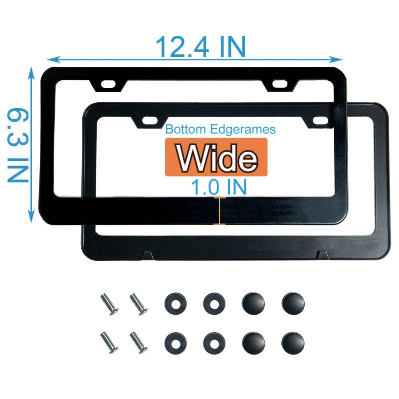 lengnoyp 2PCS Matte Black License Plate Frames, 2 Holes Solid Rust-Proof Stainless Steel License Plate Holder, Lengnoyp Universal Car License Plate Cover for Women and Man with Screws Accessories - Image 2