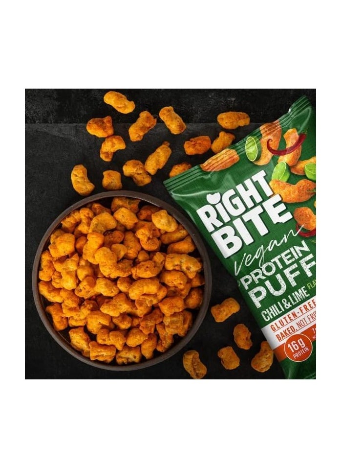 Right Bite Vegan Protein Puff, Gluten Free, Baked Not Fried 16g Protein 50g (PACK OF 4, CHILLI & LIME)