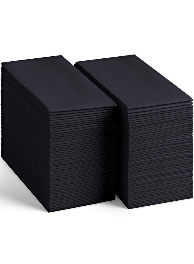 BloominGoods 100 Linen-Feel Black Paper Napkins - Decorative Cloth-Like Black Dinner Napkins - Soft And Absorbent. For Kitchen, Party, Wedding, Bathroom Or Any Occasion. (Pack of 100) - Image 2