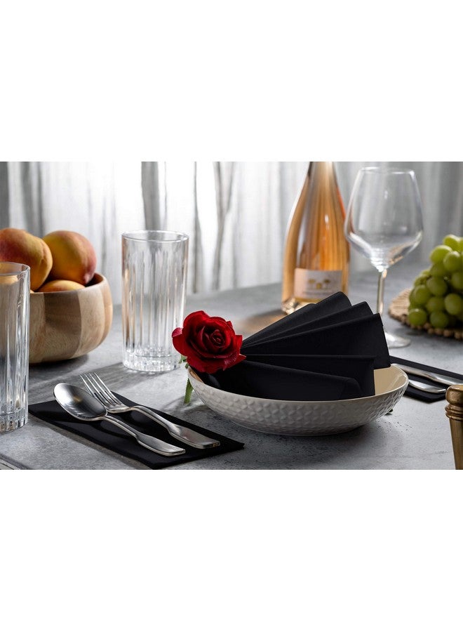 BloominGoods 100 Linen-Feel Black Paper Napkins - Decorative Cloth-Like Black Dinner Napkins - Soft And Absorbent. For Kitchen, Party, Wedding, Bathroom Or Any Occasion. (Pack of 100) - Image 1