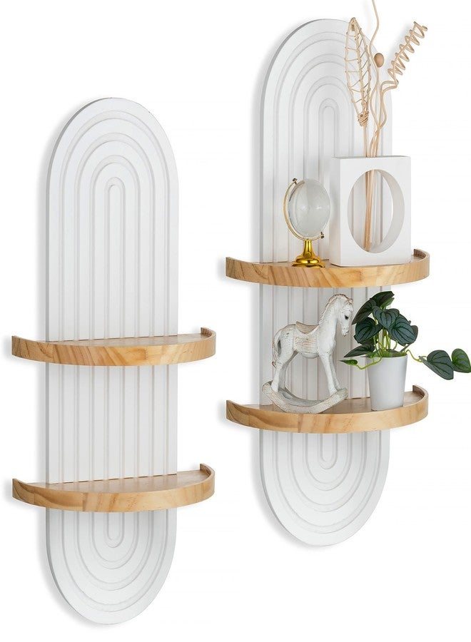 Walasis Boho Shelves Wall Decor: Decorative Floating Shelves with Ledge Mid Century Modern MCM Hanging Shelf for Displaying Plants Small Items - Image 1