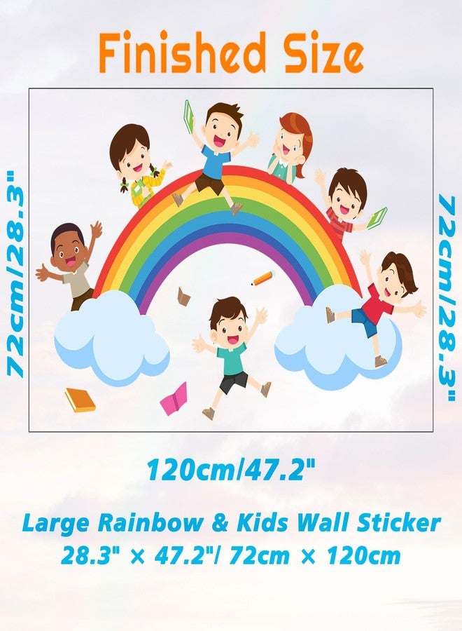 Eutecado Watercolor Rainbow Wall Decals Educational Wall Stickers for Kids Room, Large Rainbow Cloud Wall Decor Students Reading Art Murals Peel and Stick Decorations for Nursery Classroom - Image 4