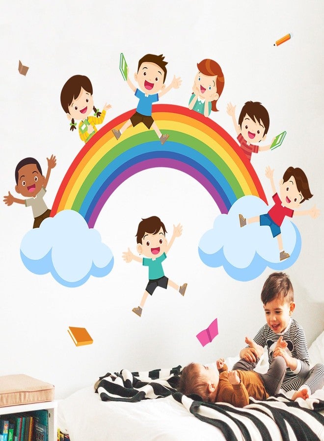 Eutecado Watercolor Rainbow Wall Decals Educational Wall Stickers for Kids Room, Large Rainbow Cloud Wall Decor Students Reading Art Murals Peel and Stick Decorations for Nursery Classroom - Image 3