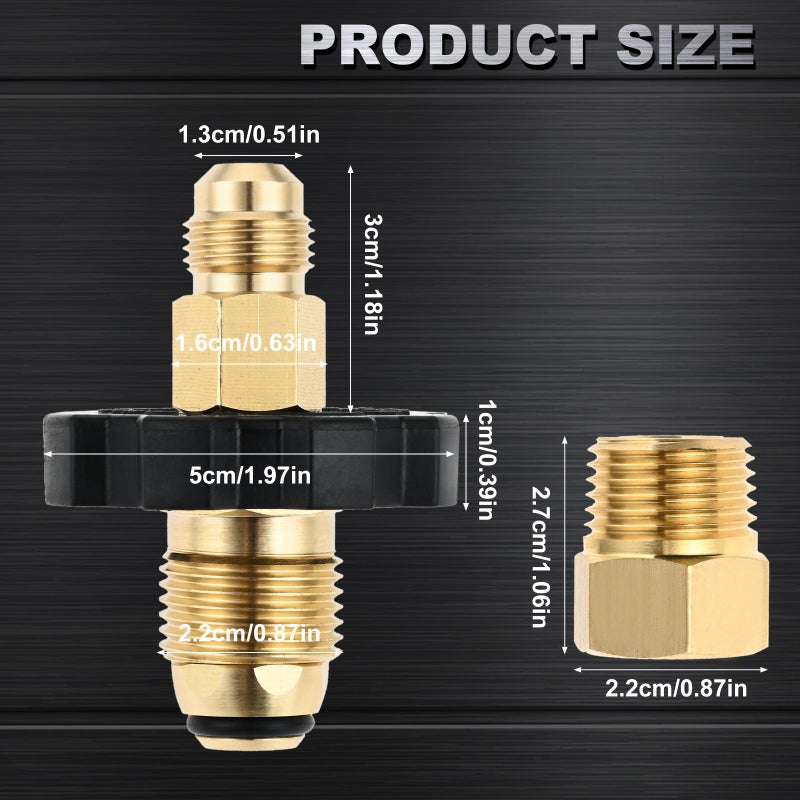 Lemfema Soft Nose POL Propane Gas Tank Adapter Plug with Full Flow for 50lbs Cylinder Tank, with 3/8" Male Flare and 1/2" Male NPT Converter Fitting, Brass - Image 2