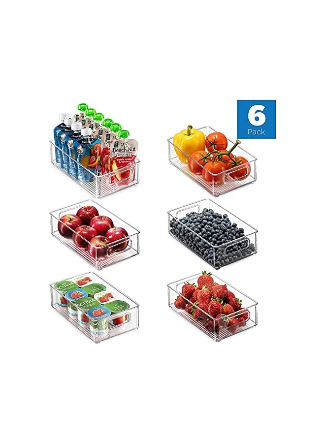 IAF Organizer Bins, U-HOOME 6 Pack Clear Stackable Pantry Food Storage Bins,Fridge,Cabinet,Kitchen Organization and Storage Fridge Organizers and Storage Clear - Image 3