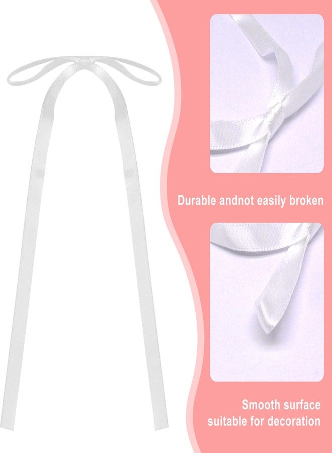 GDFYMI 50 Pcs White 2.3''x5.9'' Satin Ribbon Bows, Small Twist Tie Bow Twist Tie Bows Premade Bow for Treat Bags, Birthday Party Decorations, Cake Balloons Crafts (White - Image 3