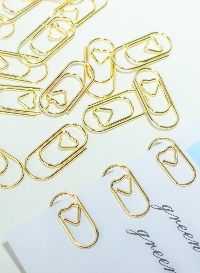 QUJUFIND 100 Pcs Love Heart Shaped Paper Clips, 0.78inch Cute Mini Paperclips for Office School Home (Gold) - Image 4