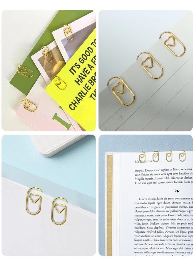 QUJUFIND 100 Pcs Love Heart Shaped Paper Clips, 0.78inch Cute Mini Paperclips for Office School Home (Gold) - Image 3
