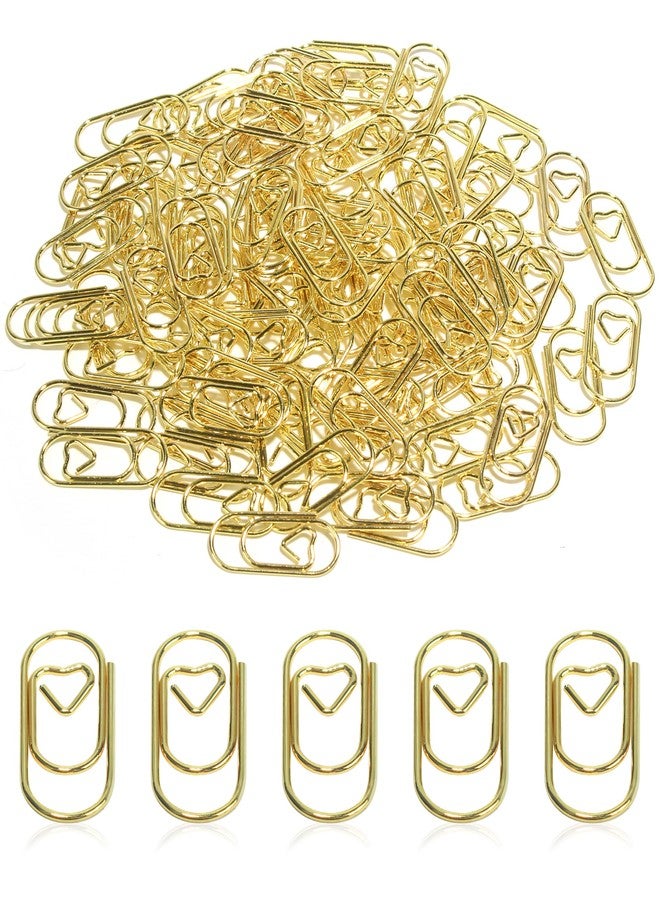 QUJUFIND 100 Pcs Love Heart Shaped Paper Clips, 0.78inch Cute Mini Paperclips for Office School Home (Gold) - Image 5