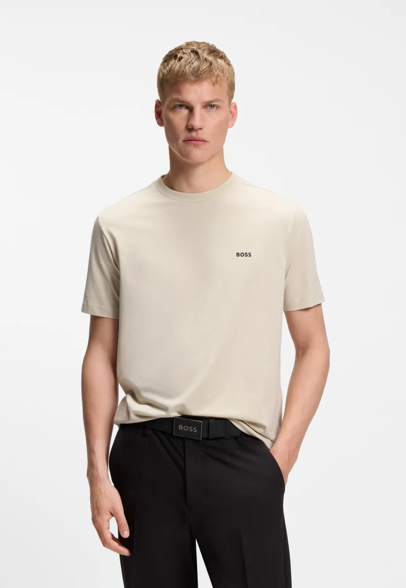 Stretch-cotton T-shirt with logo detail