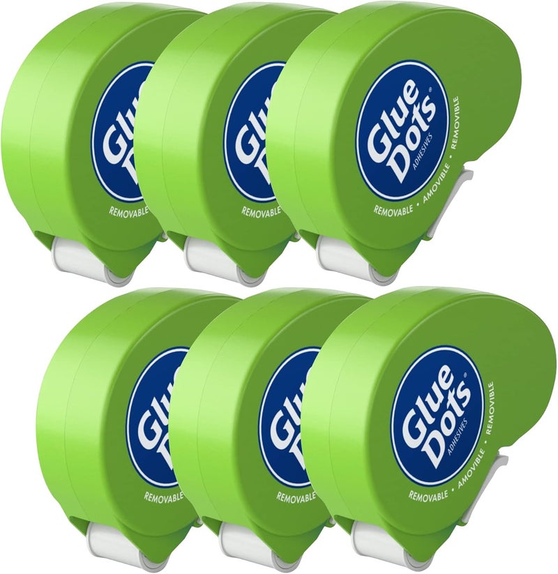 Glue Dots , Removable Dots Dot N' Go Dispenser, Double-Sided, 3/8", .38 Inch, 1200 Dots, DIY Craft Glue Tape, Sticky Adhesive Glue Points, Liquid Glue Alternative, Clear, 6 Pack - Image 1