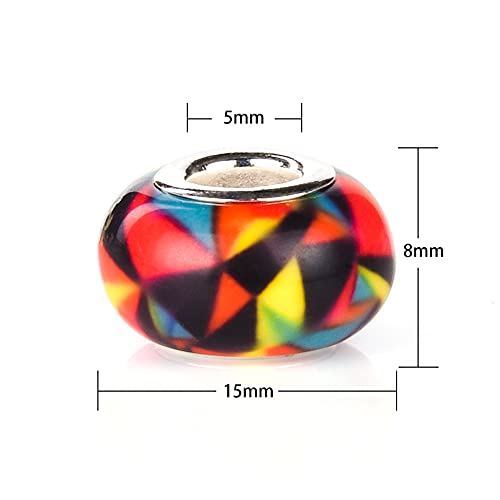 AIPRIDY 120 Pieces Assorted European Craft Beads Large Hole Lampwork Spacer Beads Colorful European Beads for DIY Necklace Bracelet Jewelry Making (Out Flower) - Image 4
