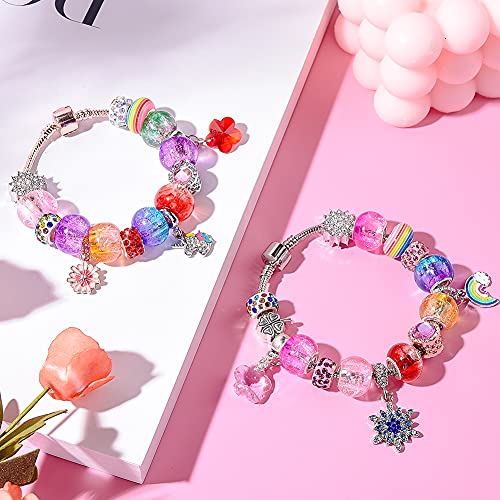 AIPRIDY 120 Pieces Assorted European Craft Beads Large Hole Lampwork Spacer Beads Colorful European Beads for DIY Necklace Bracelet Jewelry Making (Out Flower) - Image 3