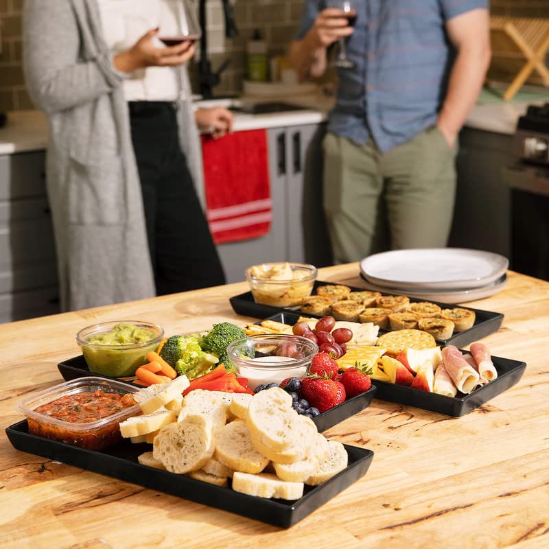 Home Beets Matte Black Ceramic Serving Platters (14 x 6 Inch Rectangle Plates) Serving Dishes for Entertaining, Food, Appetizers, Desserts, Cheese Board, Charcuterie, Sushi - Set of 4 Party Trays - Image 4