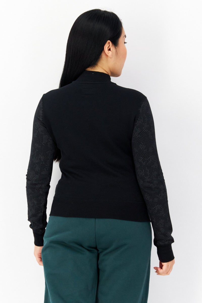 CONVERSE Women Sportswear Fit Full Zip Training Sweatshirt, Black - Image 2