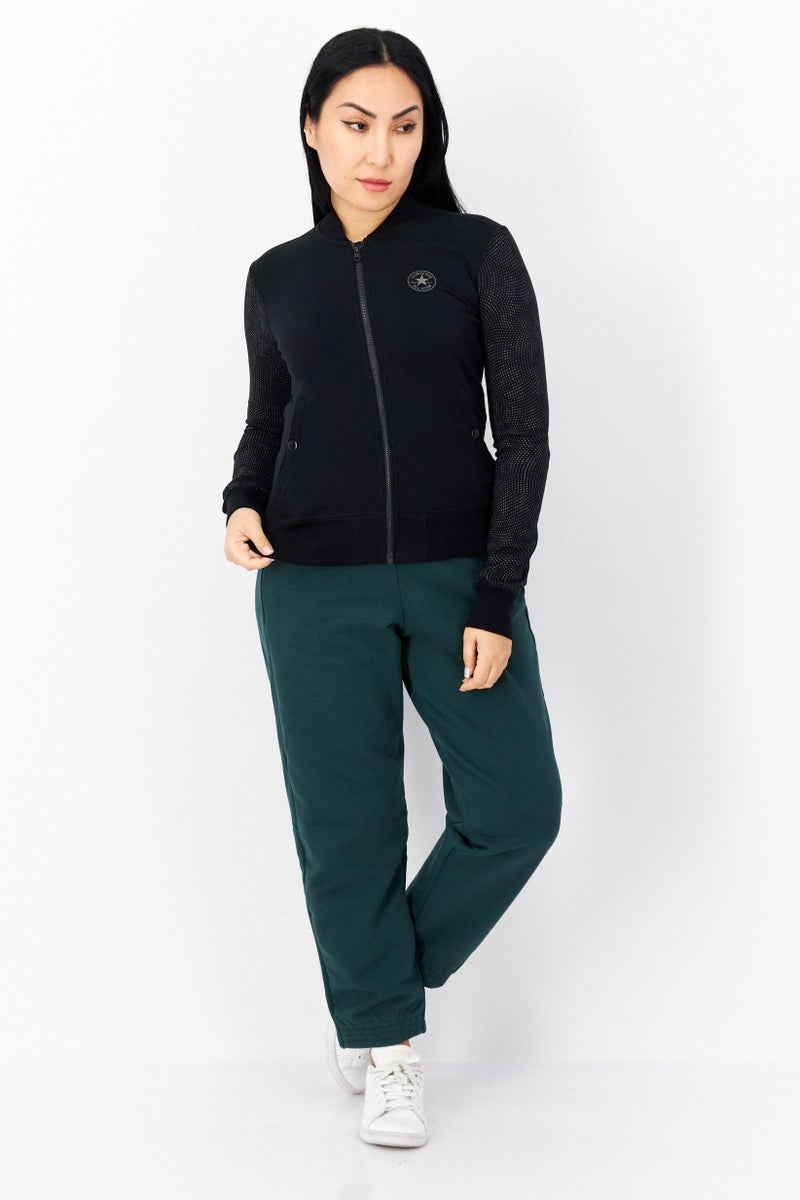 CONVERSE Women Sportswear Fit Full Zip Training Sweatshirt, Black - Image 3