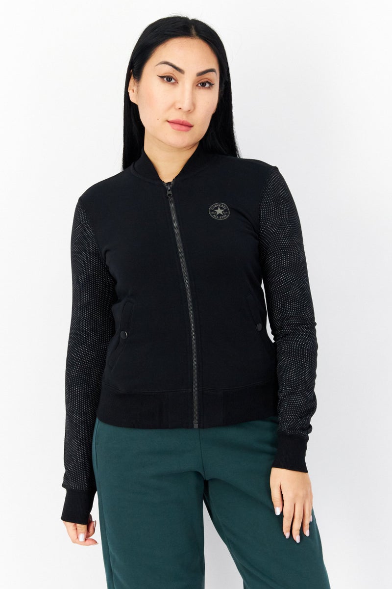 CONVERSE Women Sportswear Fit Full Zip Training Sweatshirt, Black - Image 1