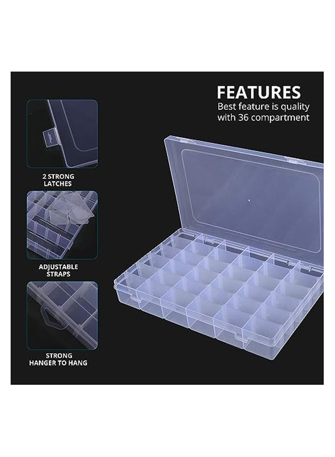 36 Grids plastic organizer box with dividers for Bead organizer, Fishing tackles, Jewelry, Craft organizers and storage with adjustable dividers (36 Compartments) - Image 3