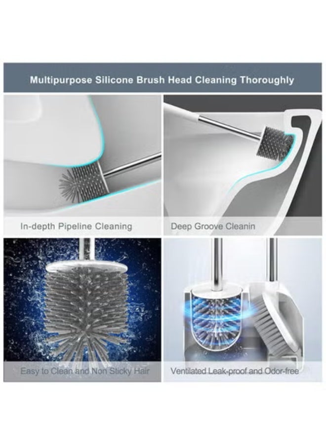 Toilet Brushes with Holders, Rust-free Non-slip Long Handled Toilet Brush，for Cleaning Bathroom,Toilet, Tub, Tile,Easy Storage, White - Image 3