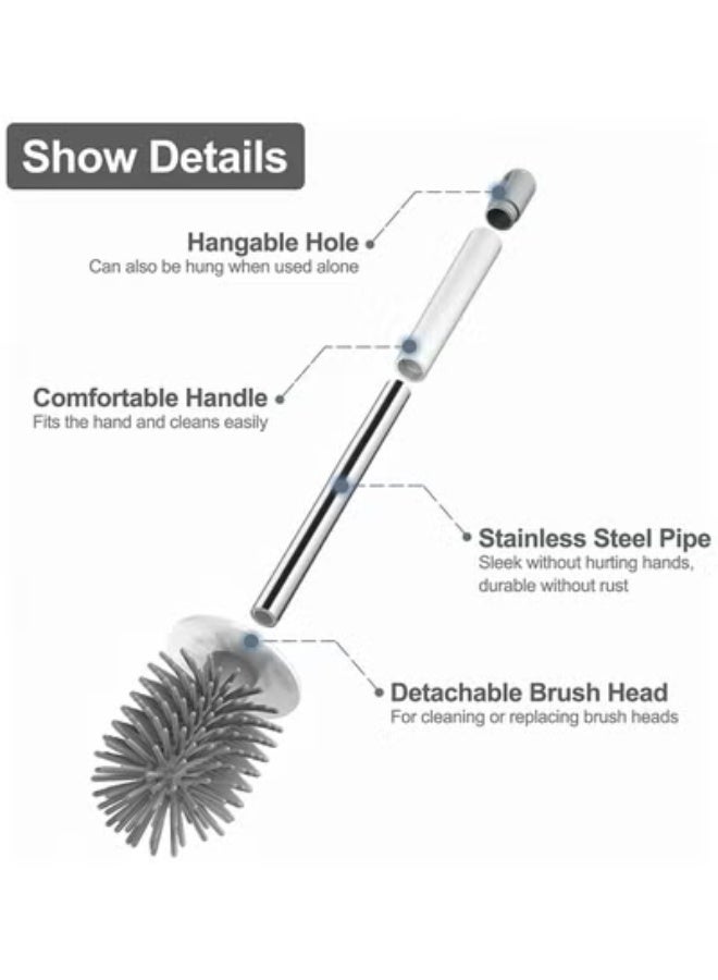 Toilet Brushes with Holders, Rust-free Non-slip Long Handled Toilet Brush，for Cleaning Bathroom,Toilet, Tub, Tile,Easy Storage, White - Image 5