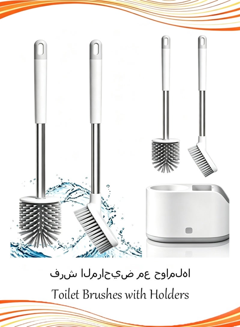 Toilet Brushes with Holders, Rust-free Non-slip Long Handled Toilet Brush，for Cleaning Bathroom,Toilet, Tub, Tile,Easy Storage, White - Image 1