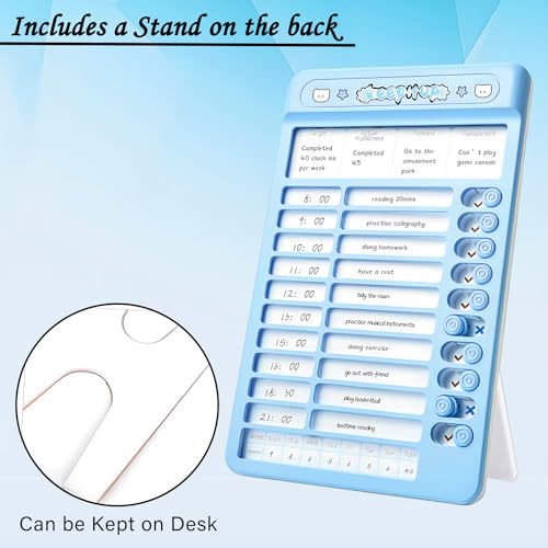 WISHKEY Habit Tracker Daily Planner For Kids And Adult Chore Chart Plastic Checklist Board 15 Detachable Cardstock to Do List Planner Checklist Task Planning Board for Kids and Adults (Blue) - Image 4