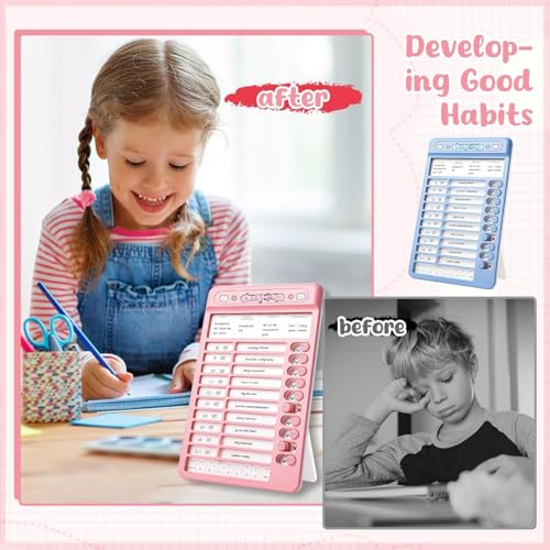 WISHKEY Habit Tracker Daily Planner For Kids And Adult Chore Chart Plastic Checklist Board 15 Detachable Cardstock to Do List Planner Checklist Task Planning Board for Kids and Adults (Blue) - Image 3
