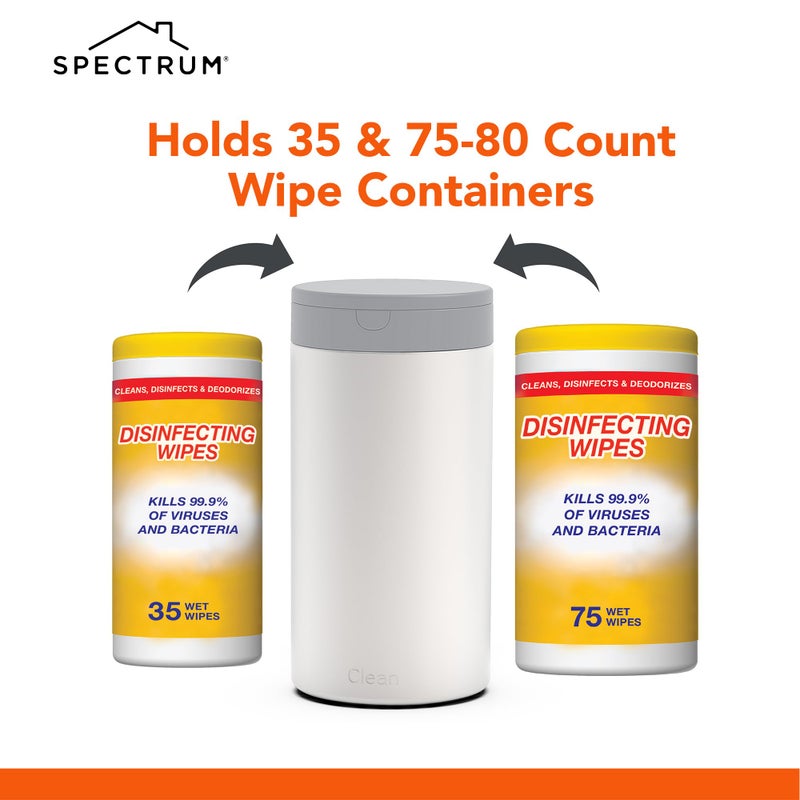 Spectrum Disinfecting Wipes Container White Refillable Stainless Steel Wipe Holder for Bathroom Kitchen School Classroom, Reuseable Push Button Wet Wipe Dispenser for Disinfect Cleaning Countertop - Image 4