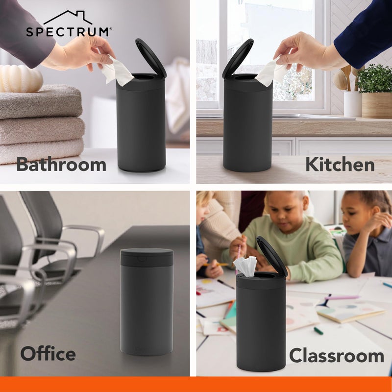 Spectrum Disinfecting Wipes Container White Refillable Stainless Steel Wipe Holder for Bathroom Kitchen School Classroom, Reuseable Push Button Wet Wipe Dispenser for Disinfect Cleaning Countertop - Image 5