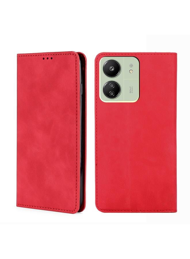 Case For Xiaomi Redmi 13C Skin Feel Magnetic Leather Phone Case