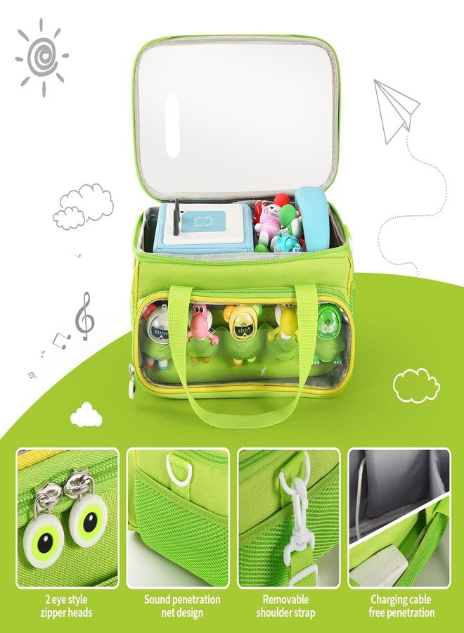OUKNAK Carrying Case for Toniebox, Storage Carrier Bag for Tonie Characters with Shoulder Strap and Handle, Home Outdoor Hand Bag for Tonies Toniebox 2 Audio Player and Dolls (Green) - Image 3