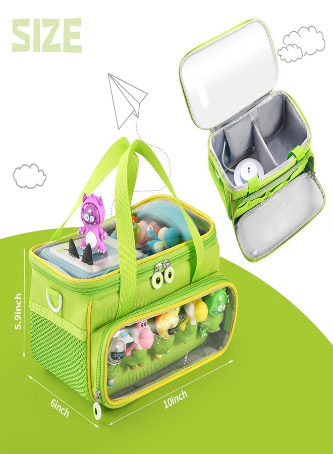 OUKNAK Carrying Case for Toniebox, Storage Carrier Bag for Tonie Characters with Shoulder Strap and Handle, Home Outdoor Hand Bag for Tonies Toniebox 2 Audio Player and Dolls (Green) - Image 2