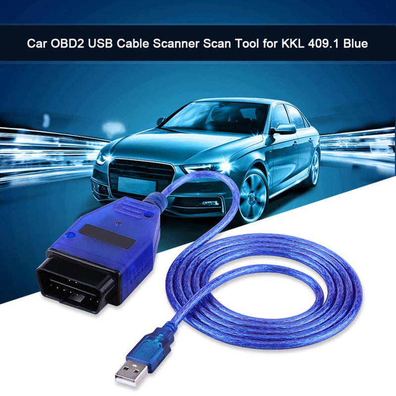Car OBD2 USB Cable Scanner Scan Tool for KKL 409.1 Blue - Image 2